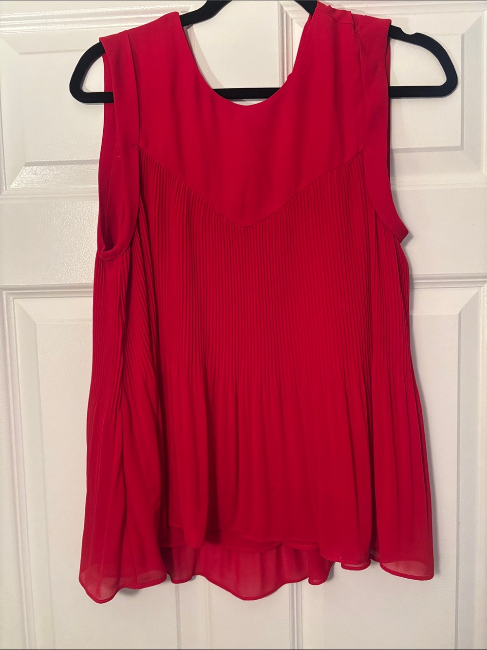 Zara Cherry Red Pleated Sleeveless Camisole Loose Top